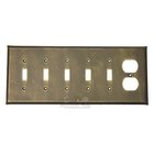 Plain Switchplate Combo Duplex Outlet Five Gang Toggle Switchplate in Rust