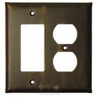 Plain Switchplate Combo Rocker/GFI Duplex Outlet Switchplate in Bronze with Verde Wash