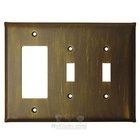 Plain Switchplate Combo Rocker/GFI DoubleToggle Switchplate in Bronze with Verde Wash