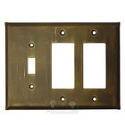 Plain Switchplate Combo Double Rocker/GFI Single Toggle Switchplate in Pewter with Verde Wash