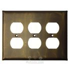Plain Switchplate Triple Duplex Outlet Switchplate in Antique Gold