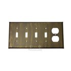 Plain Switchplate Combo Duplex Outlet Quadruple Toggle Switchplate in Black