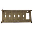 Hammerhein Switchplate Combo Rocker/GFI Five Gang Toggle Switchplate in Black with Maple Wash