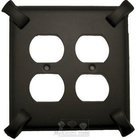 Hammerhein Switchplate Double Duplex Outlet Switchplate in Black with Cherry Wash