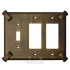 Hammerhein Switchplate Combo Double Rocker/GFI Single Toggle Switchplate in Bronze with Verde Wash