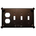 Hammerhein Switchplate Combo Duplex Outlet Triple Toggle Switchplate in Black with Terra Cotta Wash