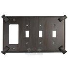 Hammerhein Switchplate Combo Rocker/GFI Triple Toggle Switchplate in Black with Cherry Wash