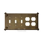Hammerhein Switchplate Combo Double Duplex Outlet Triple Toggle Switchplate in Black with Steel Wash