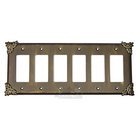 Sonnet Switchplate Six Gang Rocker/GFI Switchplate in Bronze with Verde Wash