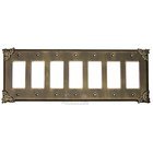 Sonnet Switchplate Seven Gang Rocker/GFI Switchplate in Pewter with White Wash