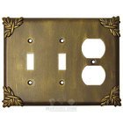 Sonnet Switchplate Combo Duplex Outlet Double Toggle Switchplate in Black with Steel Wash