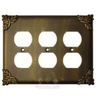 Sonnet Switchplate Triple Duplex Outlet Switchplate in Pewter with Terra Cotta Wash