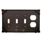 Sonnet Switchplate Combo Duplex Outlet Triple Toggle Switchplate in Pewter with White Wash