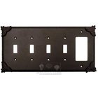 Sonnet Switchplate Combo Rocker/GFI Quadruple Toggle Switchplate in Black with Steel Wash