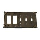 Sonnet Switchplate Combo Double Rocker/GFI Triple Toggle Switchplate in Black with Chocolate Wash