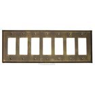Plain Switchplate Seven Gang Rocker/GFI Switchplate in Pewter with White Wash