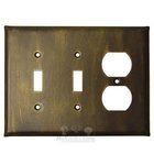 Plain Switchplate Combo Duplex Outlet Double Toggle Switchplate in Gold