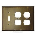 Plain Switchplate Combo Double Duplex Outlet Single Toggle Switchplate in Pewter with Cherry Wash
