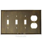 Plain Switchplate Combo Duplex Outlet Triple Toggle Switchplate in Black with Cherry Wash
