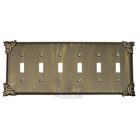 Sonnet Switchplate Six Gang Toggle Switchplate in Pewter with Maple Wash