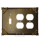 Sonnet Switchplate Combo Double Duplex Outlet Single Toggle Switchplate in Pewter with Copper Wash