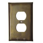 Plain Switchplate Single Duplex Outlet Switchplate in Pewter with Maple Wash