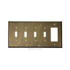 Plain Switchplate Combo Rocker/GFI Quadruple Toggle Switchplate in Black with Verde Wash
