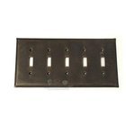 Plain Switchplate Five Gang Toggle Switchplate in Black with Chocolate Wash
