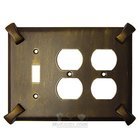 Hammerhein Switchplate Combo Double Duplex Outlet Single Toggle Switchplate in Black with Chocolate Wash