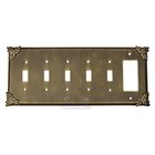 Sonnet Switchplate Combo Rocker/GFI Five Gang Toggle Switchplate in Bronze with Verde Wash